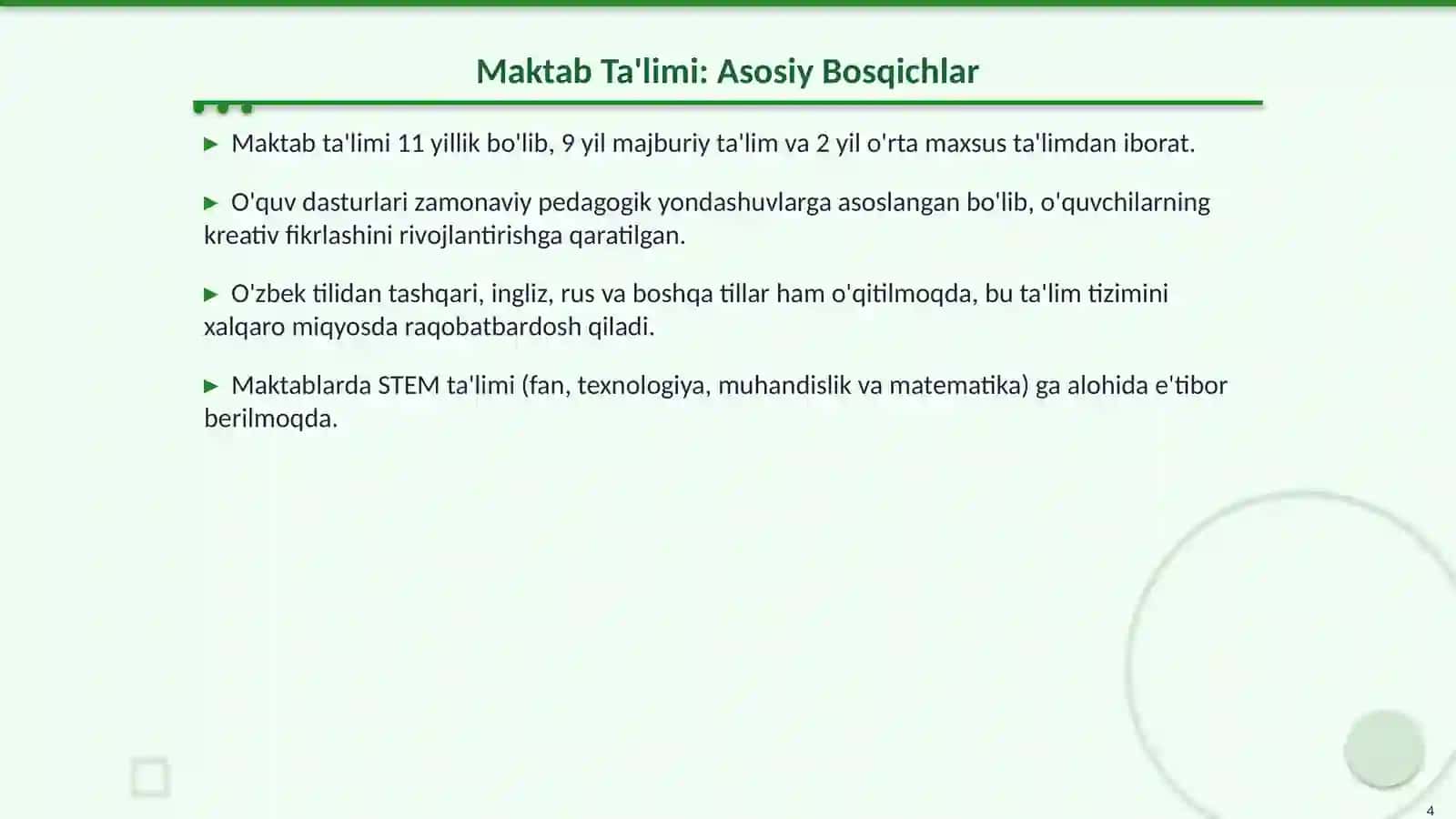 O'zbekiston Ta'lim Tizimi: Rivojlanish va Takomillashtirish 4