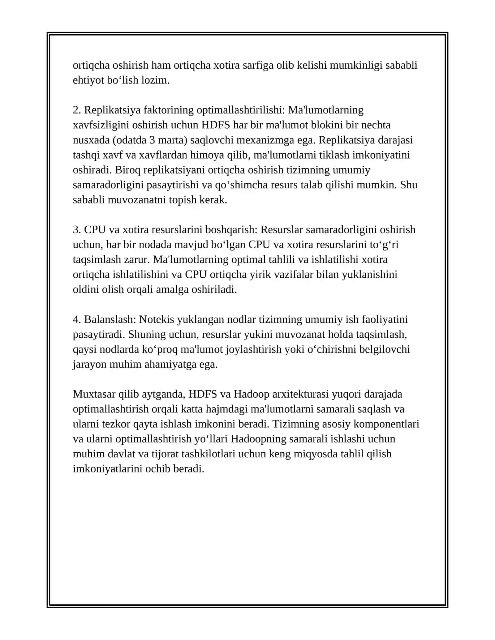 HADOOP TEXNOLOGIYASI CHUQUR O'RGANISH VA YUQORI DARAJADA TAXLIL QILISH 4