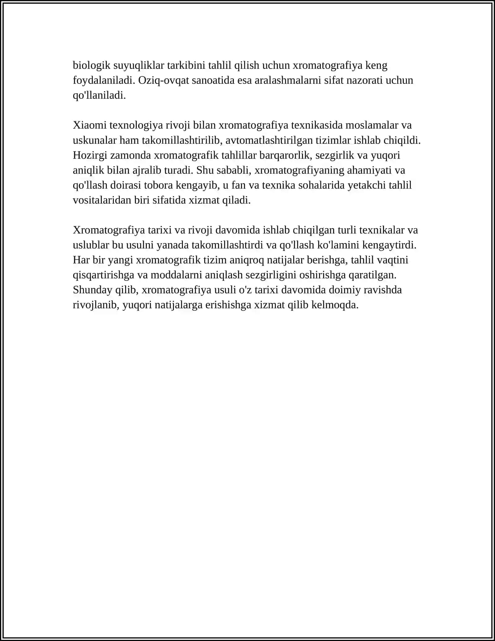 XROMOTAGRAFIYA UNING MOHIYATI, TURLARI, QOLLANILISHI 4