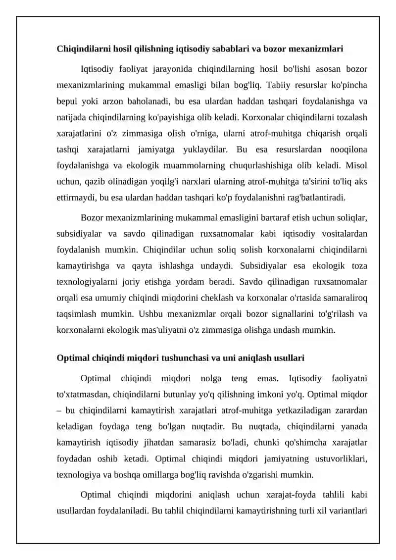 Atrof-muhitni muhofaza qilish siyosati va chiqindilarning optimal darajasini aniqlash 4