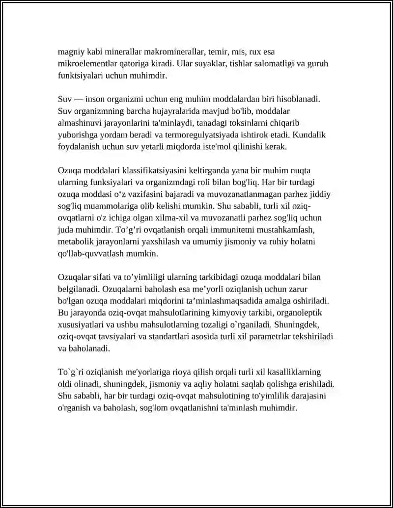 OZUQALAR TURLARI ULARNING SIFATINI VA TOʻYIMLILIGINI BAHOLASH 4