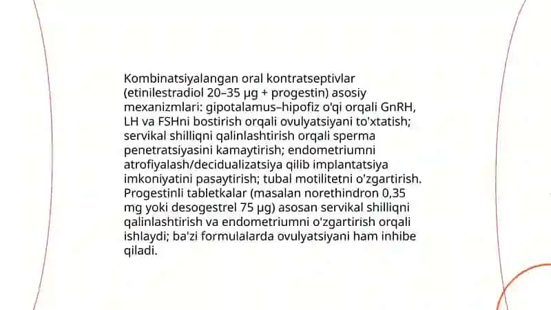 Kontrasepsiya vositalari. Probiotik va prebiotiklar 4
