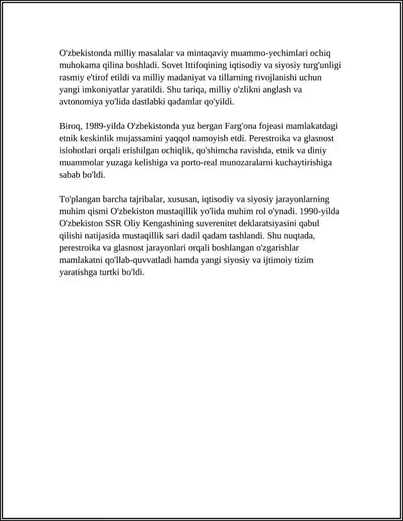 MUSTAQILLIK ARAFASIDA SOBIQ SSSR HAMDA OZBEKISTON SSRDAGI SIYOSIY IQTISODIY AHVOL 4