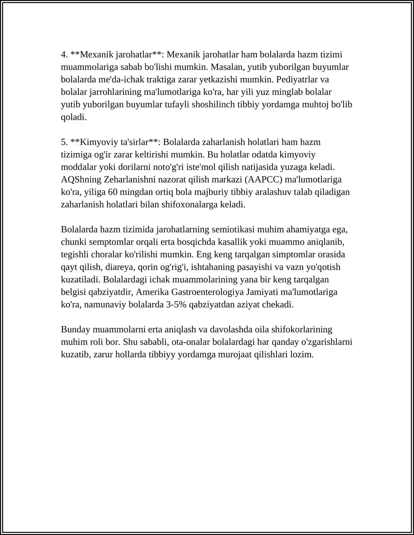 Bolalarda hazm tizimini jarohatlanish semiotikasi 4