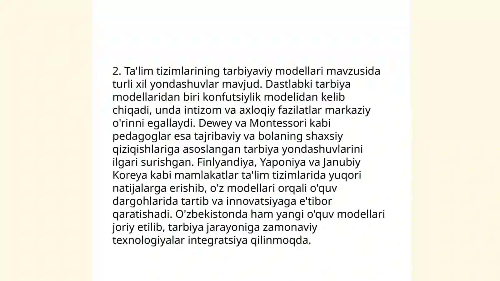 Jahon tarbiyaviy konseptsiyalari namunalarining qiyosiy pedagogik tahlili 4