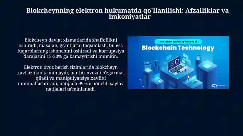 Elektron hukumat tizimida blokcheyn texnologiyasining qo‘llanishi 4