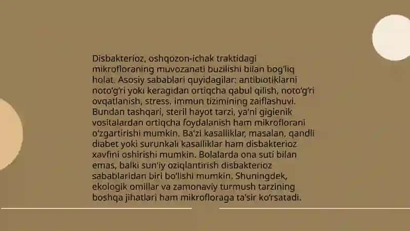 Disbakteriozning ta'rifi va tushunchasi 4