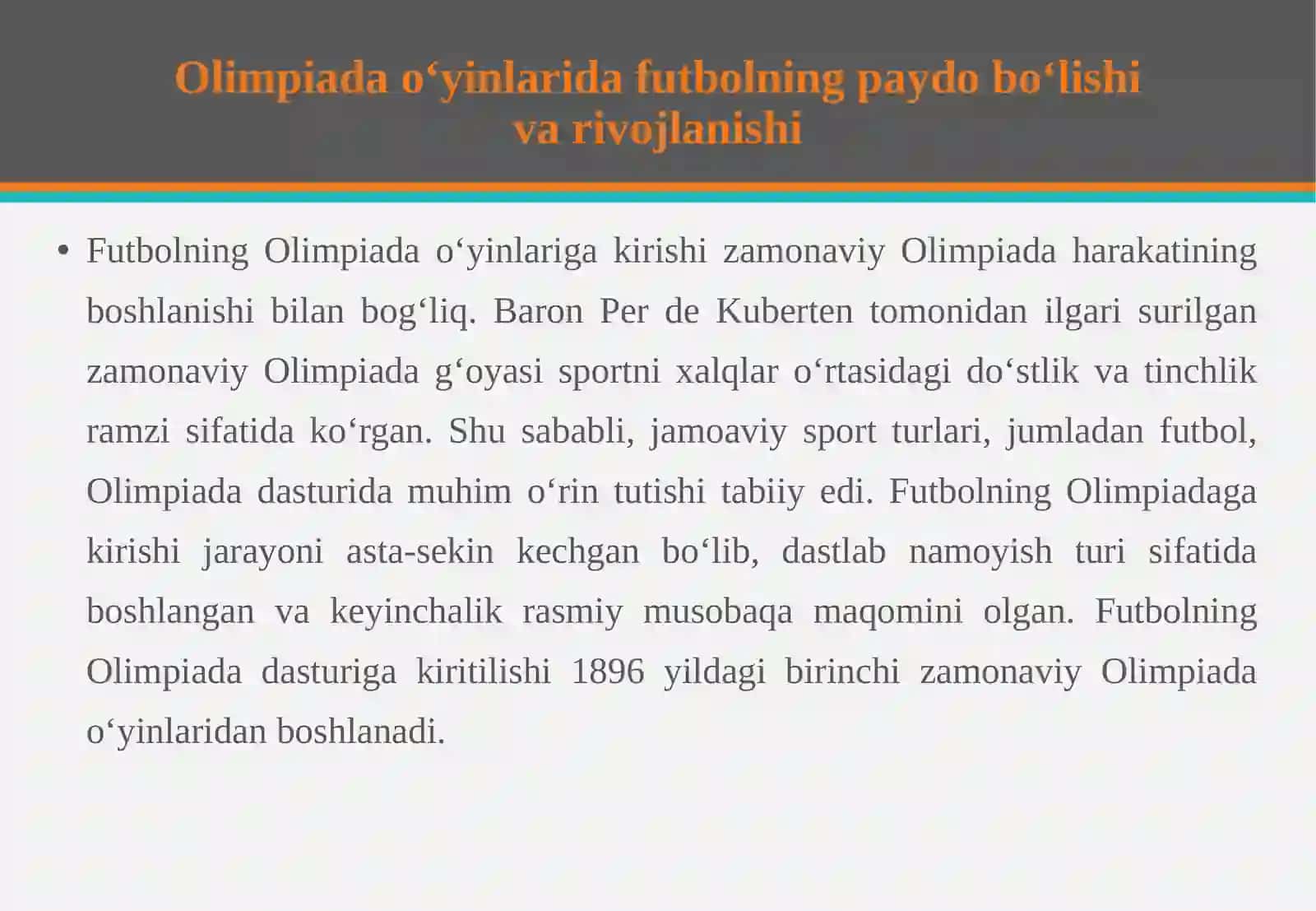 Futbol bo‘yicha Olimpiada o‘yinlarini o‘tkazilishi 4