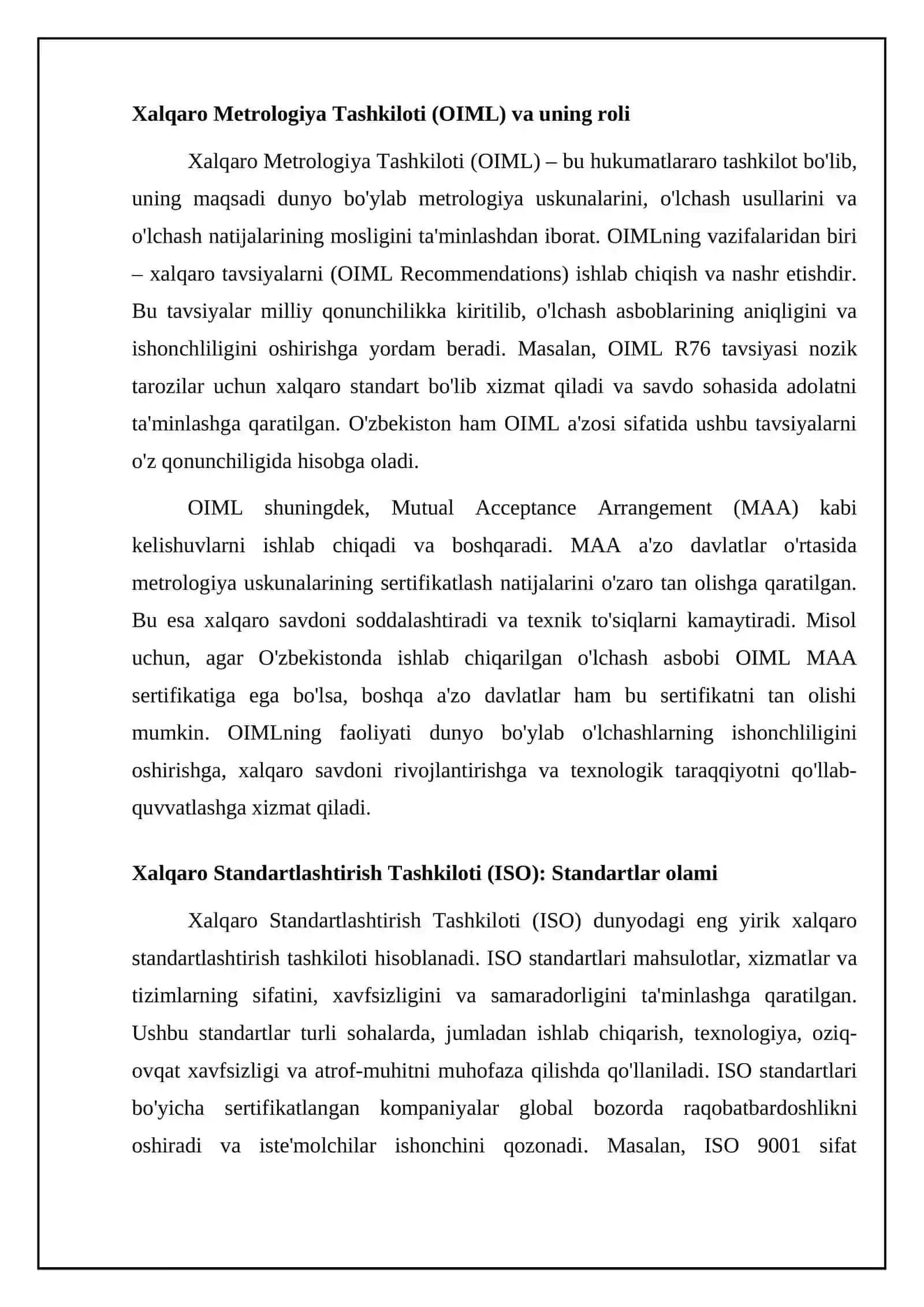 Metrologiya va standartlashtirish boʻyicha xalqaro tashkilotlar 4