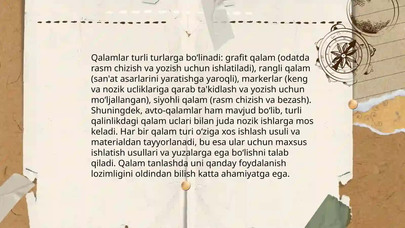 YOZUV QUROLLARI VA MATERIALLARI HAQIDA MALUMOT 4