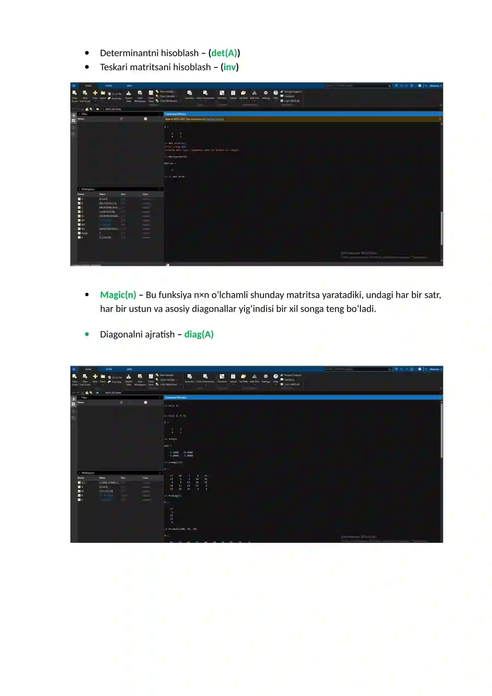 Matlab asoslari fanidan amaliy topshiriq Natijalari 4