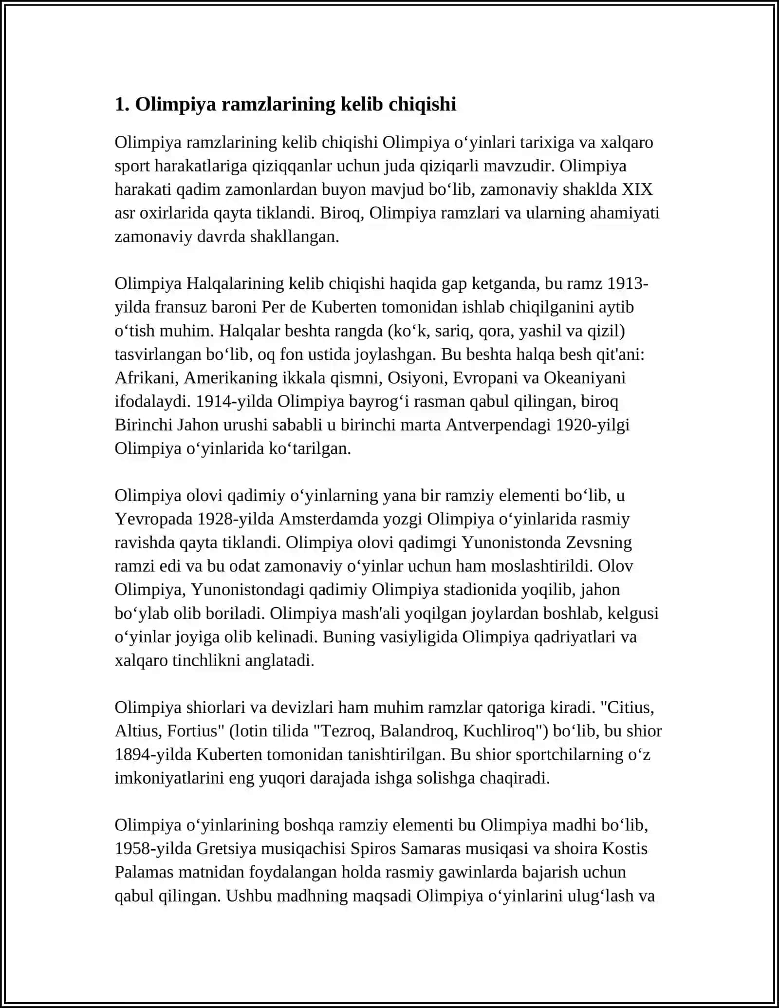 OLIMPIYA RAMZLARI TARIXI VA ULARNING MA'NOLARI 4