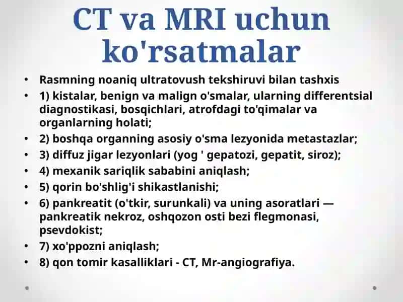 Gepatobiliartizim va oshqozon osti bezi kasalliklarining kompleks nur diagnostikasi 4