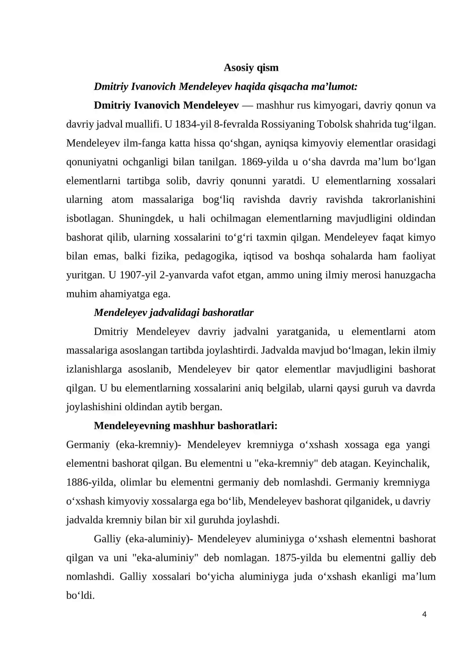 Kimyo: mendeleyev davriy jadvali haqida maʼlumot 4
