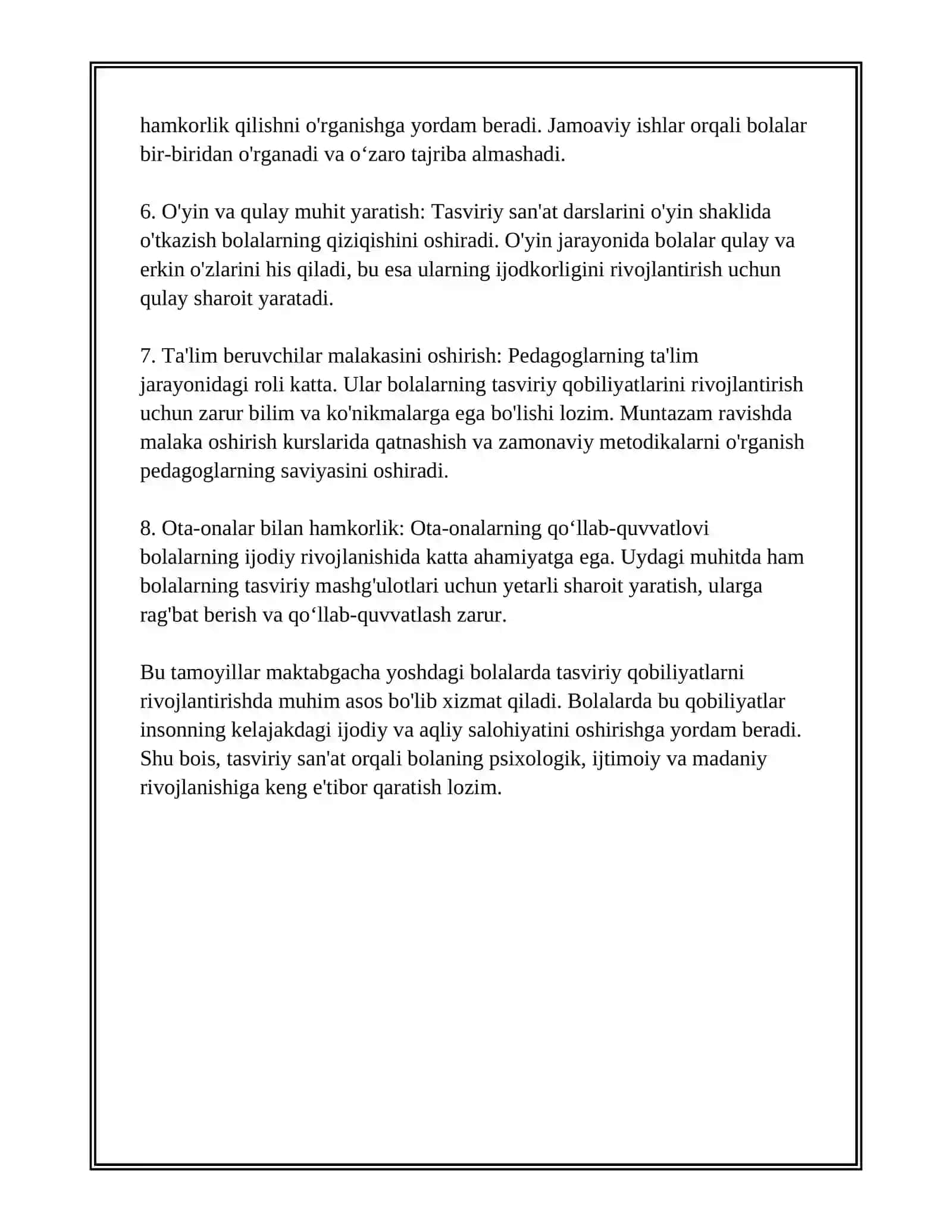 MAKTABGACHA YOSHIDAGI BOLALARNI TASVIRIY QOBILYATI VA IJODKORLIGINI RIVOJLANTIRISH 4