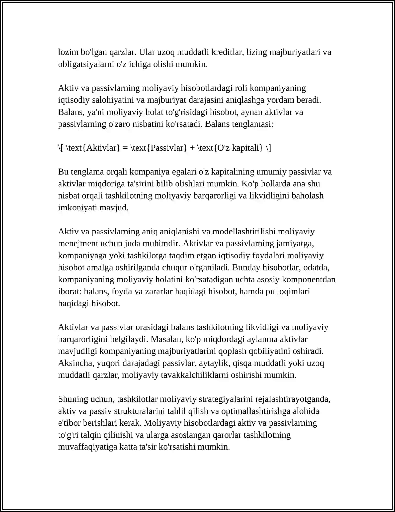 KORXONANING AKTIVLARI VA PASSIVLARI TAHLILI 4