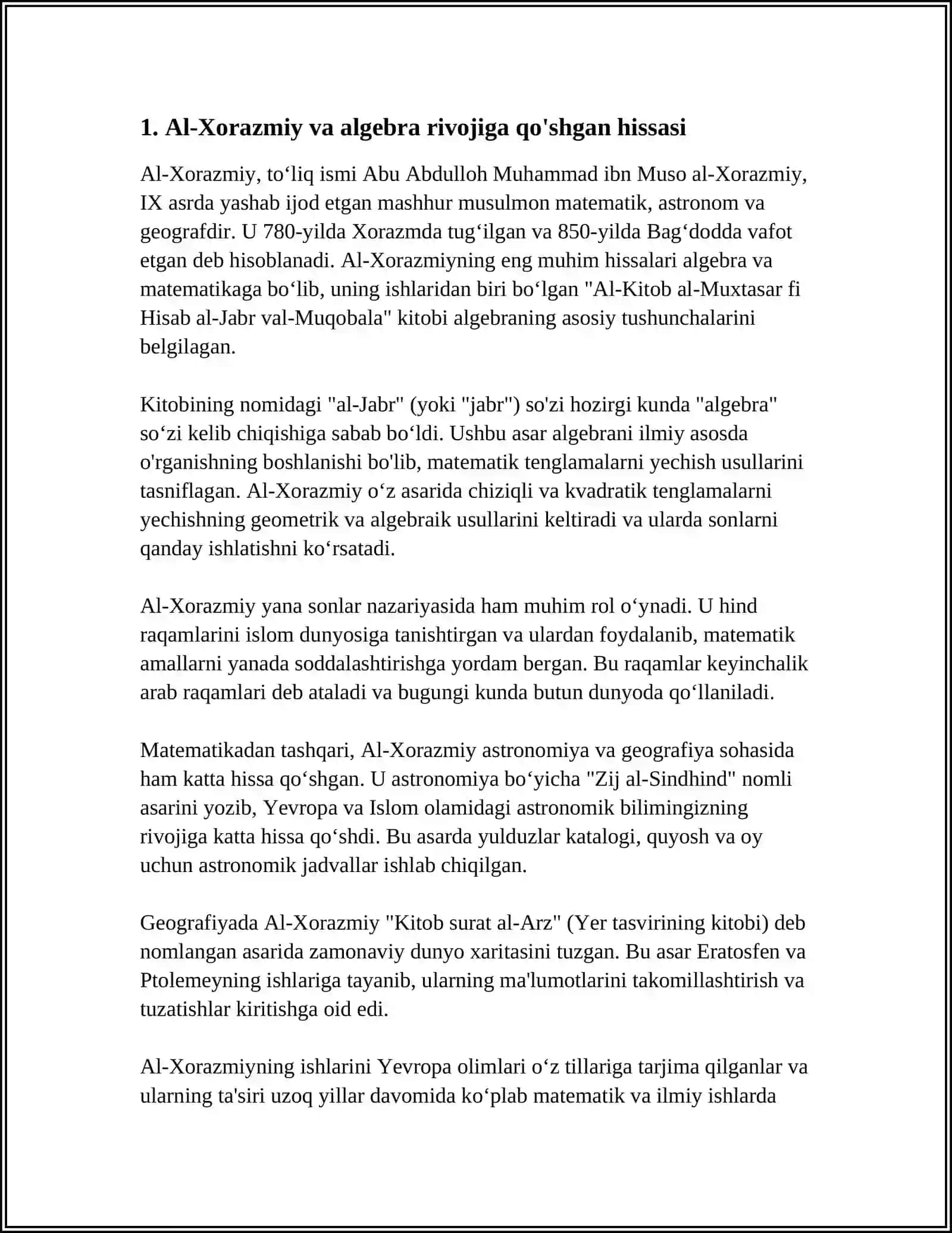 O'RTA ASR SHARQ ALLOMALARINING MATEMATIKAGA QO'SHGAN HISSALARI 4