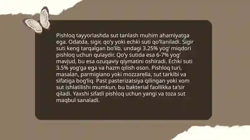 Pishloq ishlab chiqarish 4