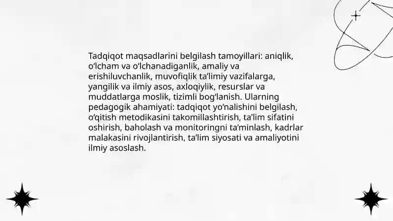Pedagogik ilmiy tadqiqot ishlarini tashkil etishning maqsad va vazifalari 4