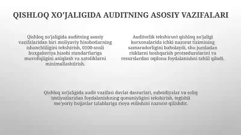 Qishloq xo'jaligida auditning axborot manbalari va vazifalari 4