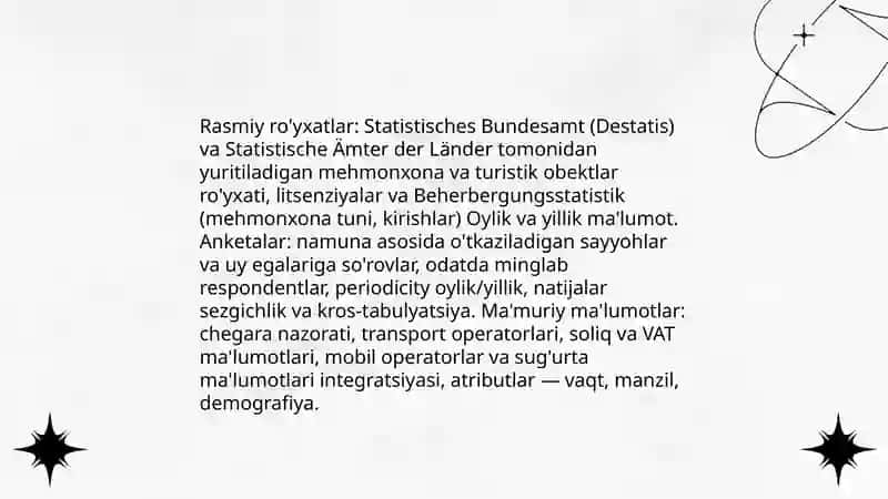 Germaniya turizm statistikasi metodologiyasini organish 4