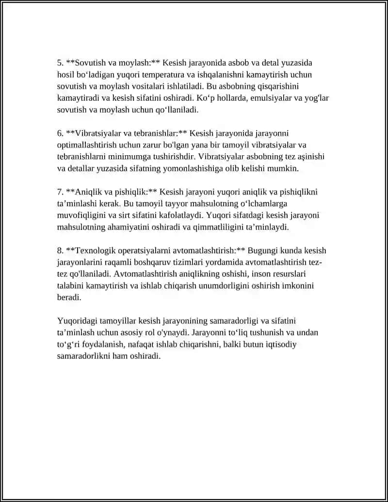 PLITA” DETALLARINING ZAGATOVKALARIGA MEXANIK ISHLOV BERISH TEXNOLOGIK JARAYONLARNI LOYIHALASH 4