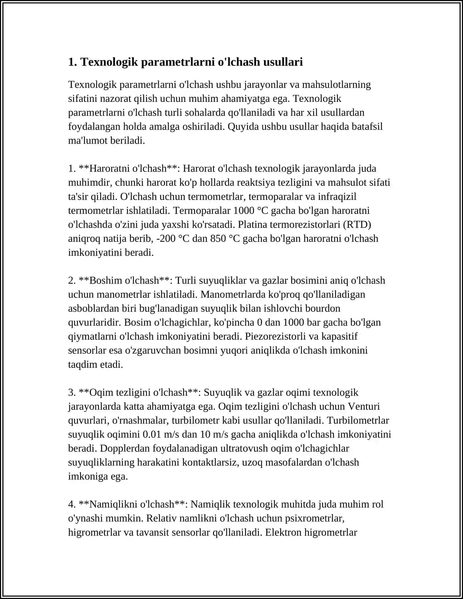 HAR BIR TEXNOLOGIK PARAMETR BOʻYICHA NAZORAT QILISH TIZIMINI TUZISH VA TIZIMNING TASHKIL ETUVCHILARI VA OʻLCHASH VOSITALARINI ISHLASHINI TAMINLOVCHI SILJITUVCHI KUCH VA MANOMETR KETMA KETLIGI 4