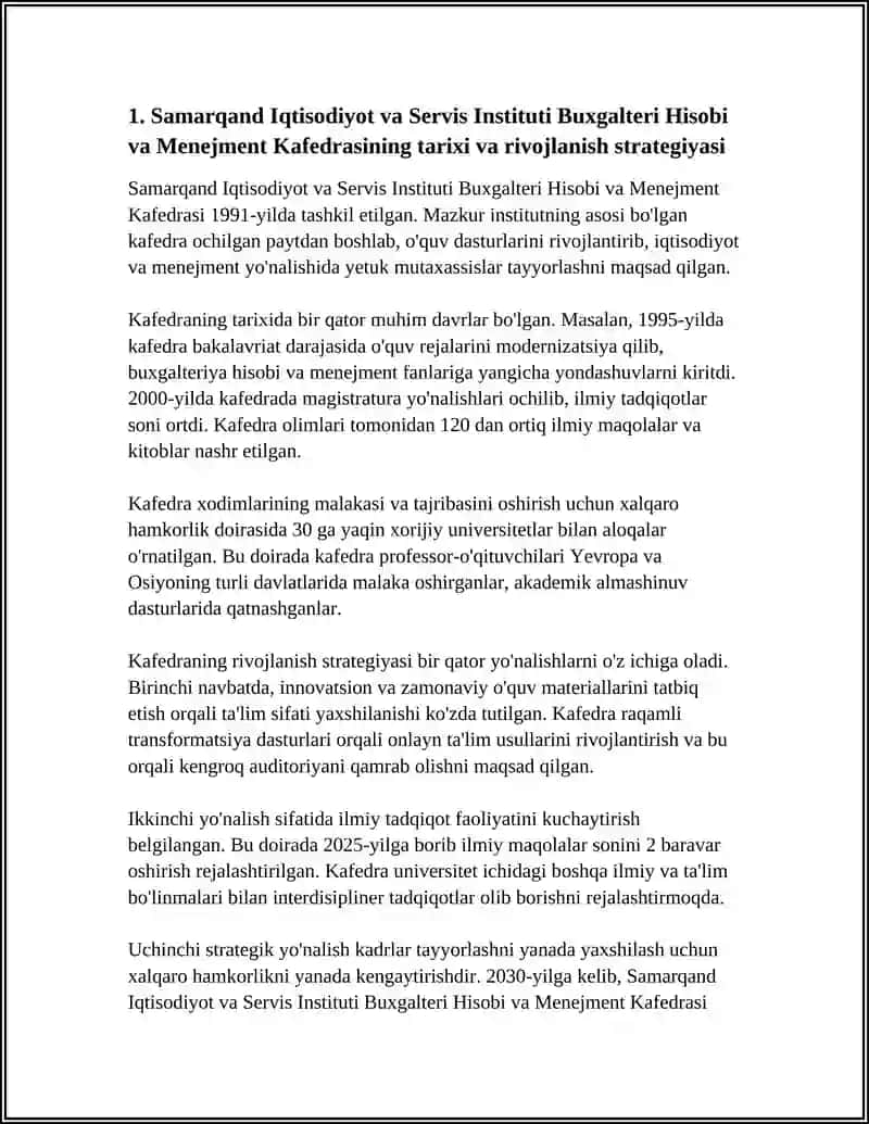 SAMARQAND IQTISODIYOT VA SERVIS INSTITUTI BUXGALTERI HISOBI VA MENEJMENT KAFEDRASI 4