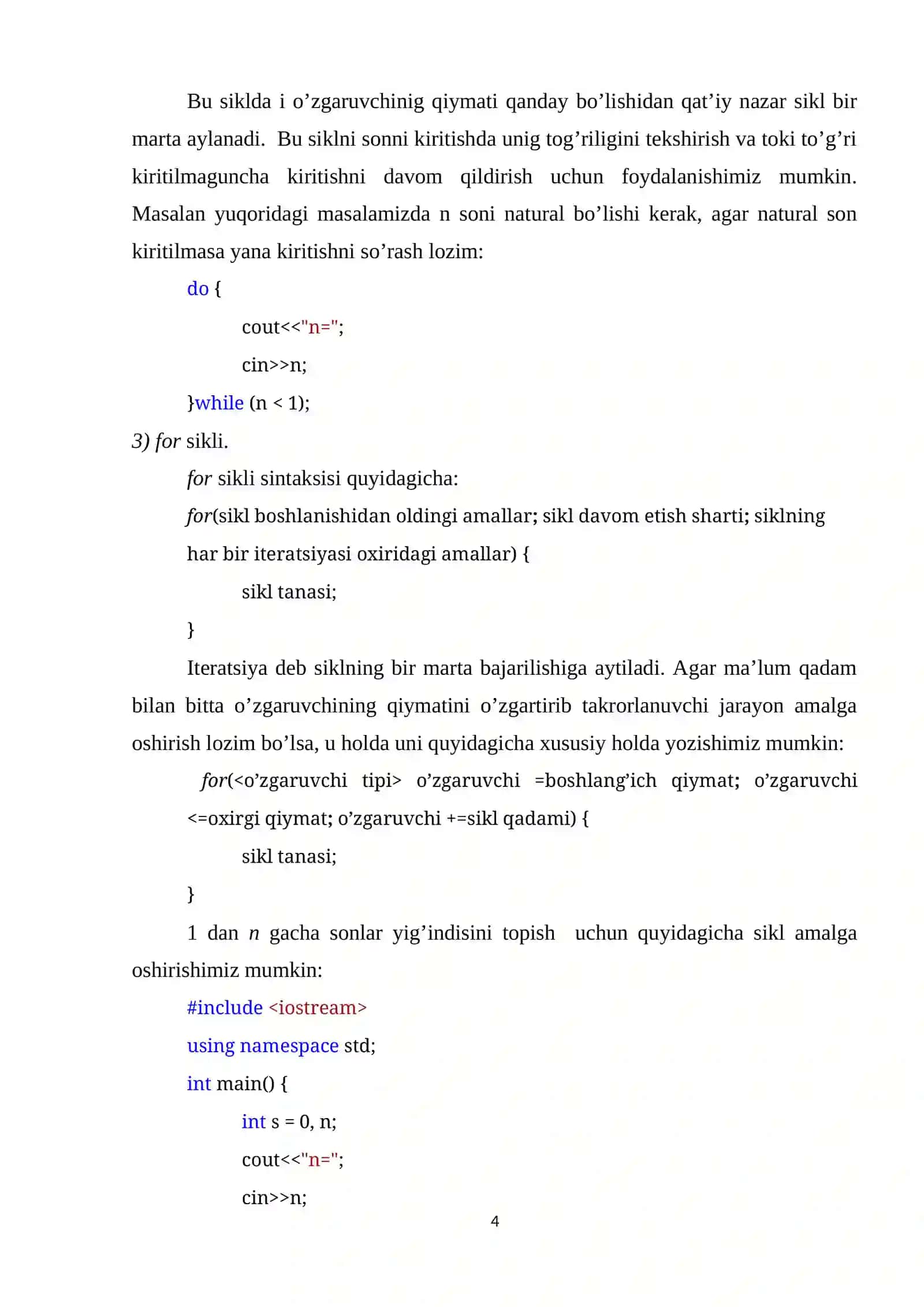 Takrorlanuvchi Jarayonlarni Tashkil Etish 4