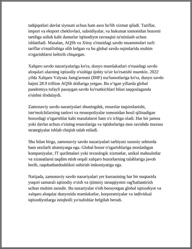 XALGARO SAVDONING ZAMONAVIY NAZARIYALARI. 4