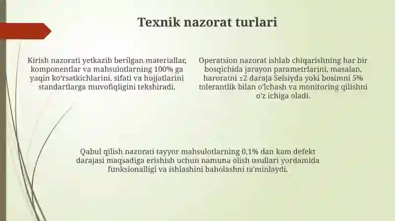 Texnik nazoratning vazifalari va turlari 4
