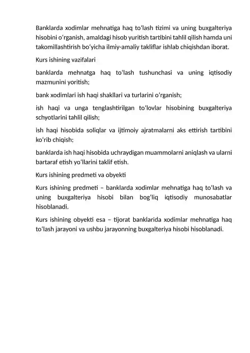 Banklarda xodimlar mehnatiga haq to‘lash va uning hisobi 4