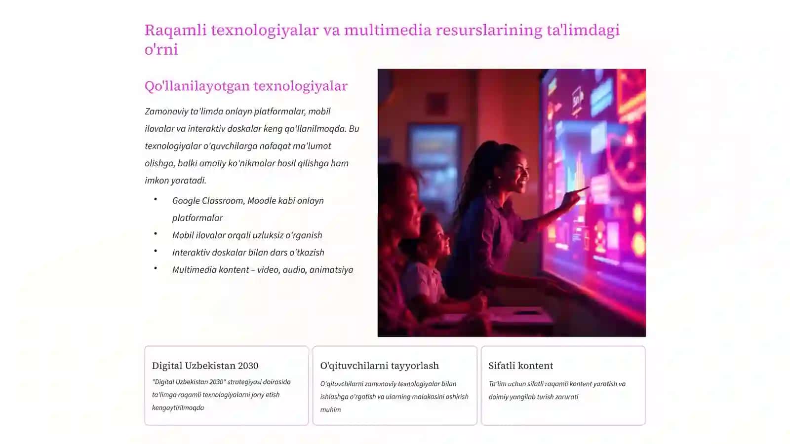 TARBIYA FANINI OʻQITISHDA PEDAGOGIK TEXNOLOGIYALARIDAN FOYDALANISH 4