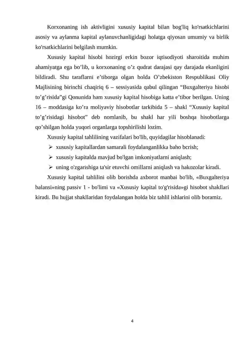 Xususiy kapital va uning tahlili 4