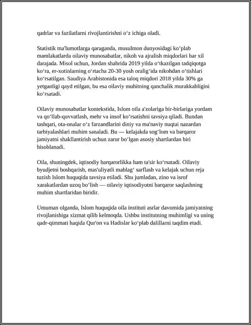 ISLOM HUQUQSHUNOSLIGIDA OILA, NIKOH, TALOQ, IDDA, ZIHOR TUSHUNCHALARI 4