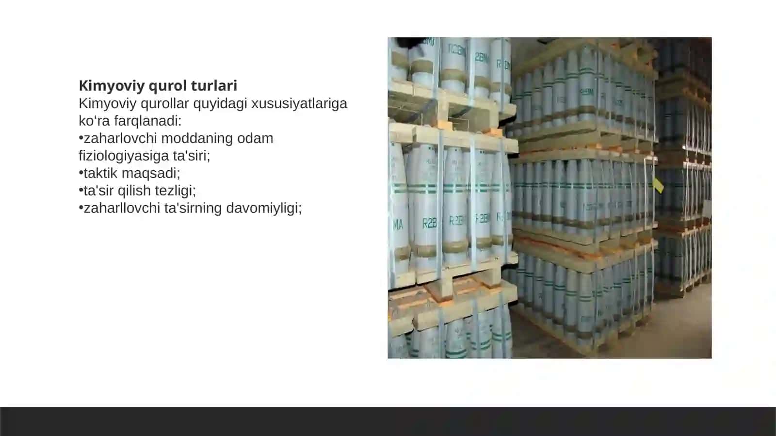 Kimyoviy qurol.Zaharli moddalarni tavsiflash.Kimyoviy vaziyatni baholash. 4
