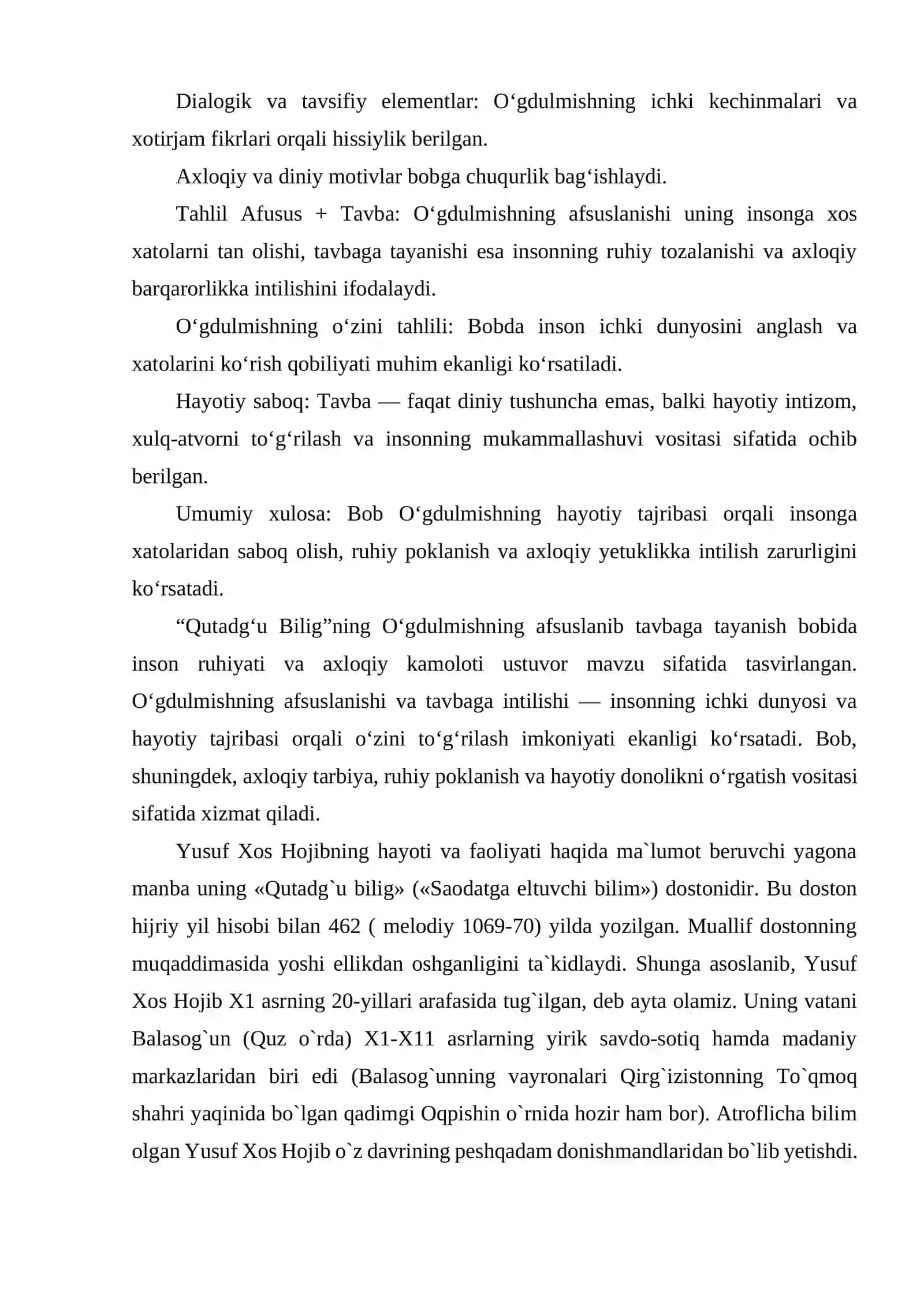 QUTADG'U BILIG"DAGI O'GDULMISHNING AFSUSLANIB TAVBAGA TAYANISH BOBI TAHLILI 4