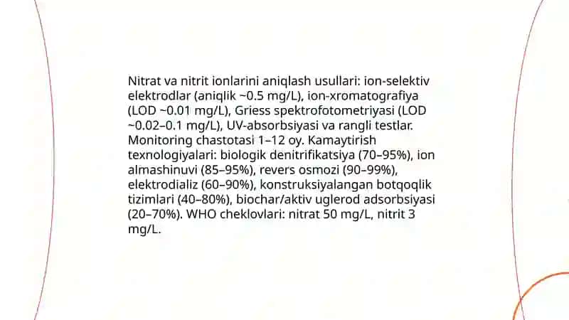 Tuproq va suvning ifloslanishi ion boğlanishlarning birikmalarini aniqlash 4