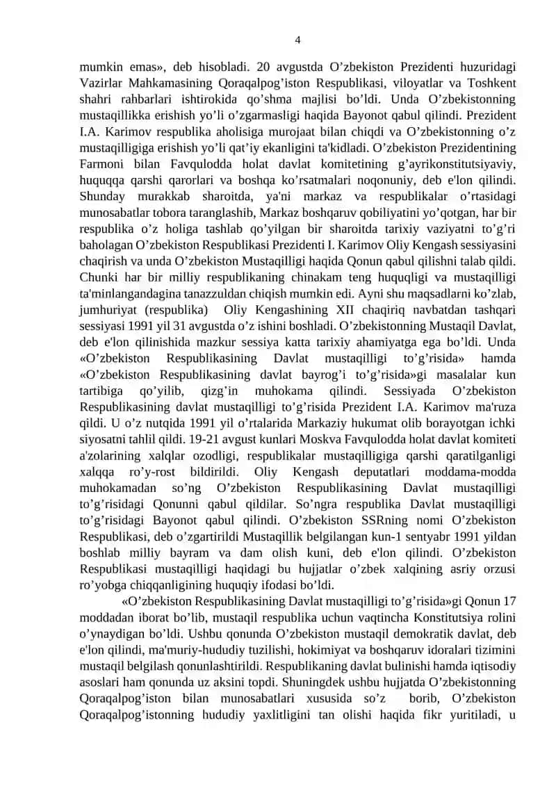 Mustaqil O‘zbekiston Respublikasi tashkil topishining tarixiy ahamiyati 4