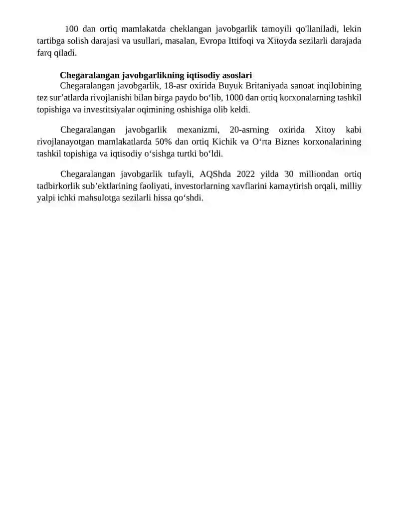 Ma'suliyati cheklangan jamiyatlarning tashkiliy-iqtisodiy asoslari 4