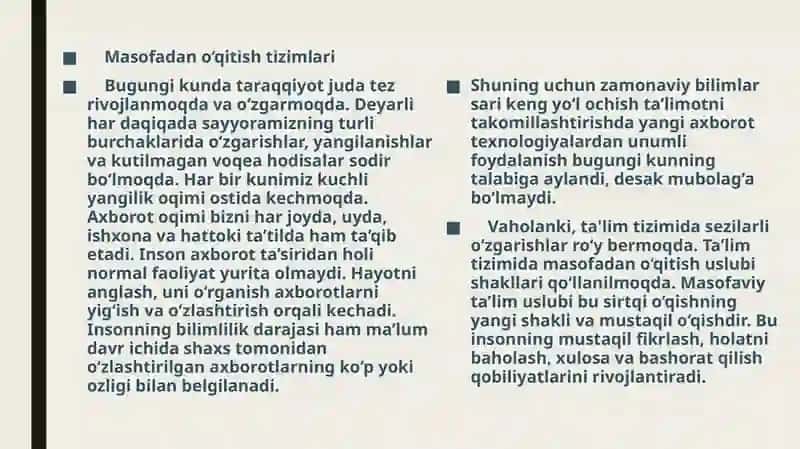 Masofaviy ta’lim va uning xususiyatlari, qulayligi 4