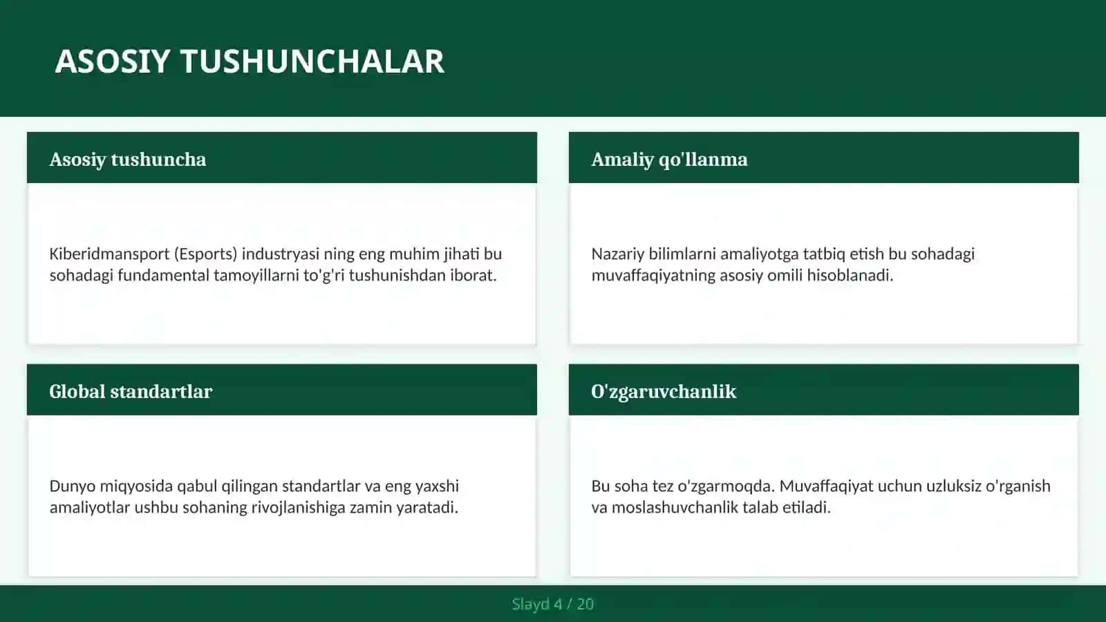 Kiberidmansport (Esports) industryasi 4