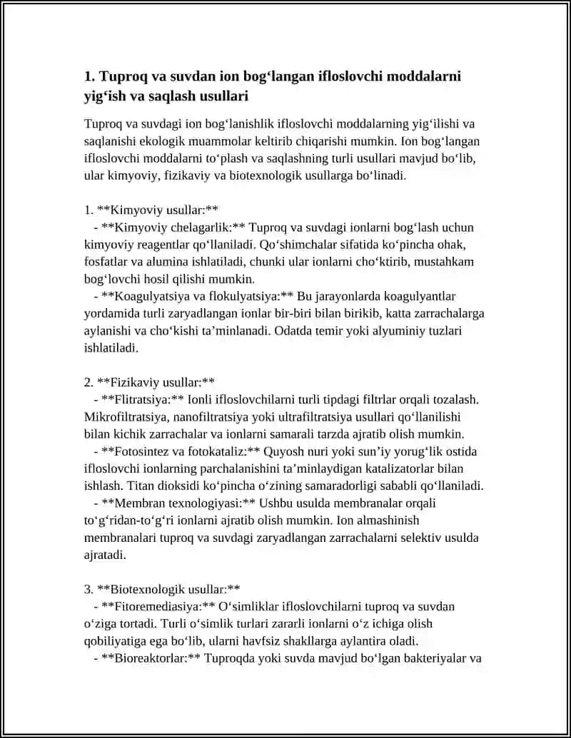 Tuproq va suvdagi ion bog‘lanishlik ifloslovchi moddalar 4