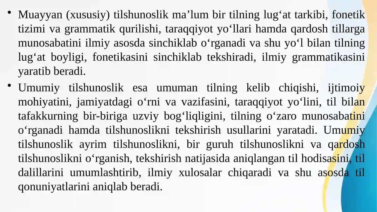 Tilshunoslik fan sifatida. Tilning mohiyati. Tilning paydo bo‘lishi 4