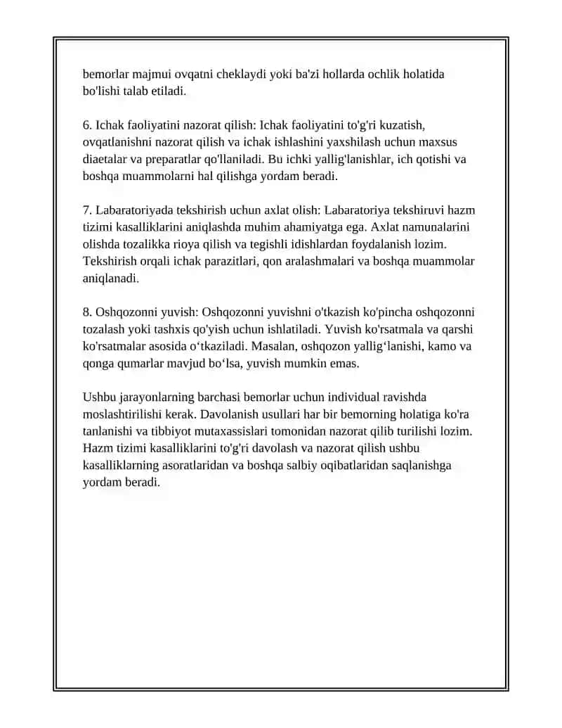 HAZM TIZIMI KASALLIKLARI BILAN KASALLANGAN BEMORLARNI VA ULARNI NAZORATI 4