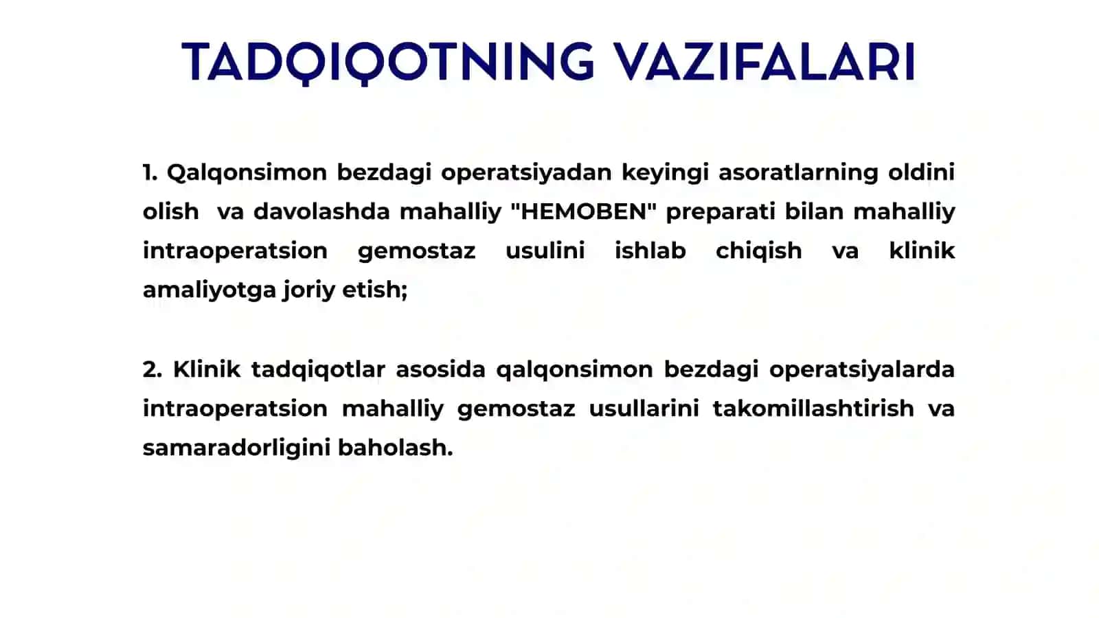 "QALQONSIMON BEZDAGI OPERATSIYALARDA ASORATLARNING OLDINI OLISH VA DAVOLASHDA MAHALLIY INTRAOPERATSION GEMOSTAZ" 4