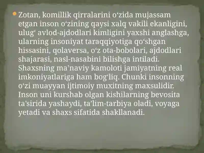 O‘zbekistonda yoshlarga oid davlat siyosati va asosiy mazmuni. Barkamol avlodni tarbiyalashning asosiy  yo‘nalishlaRi 4