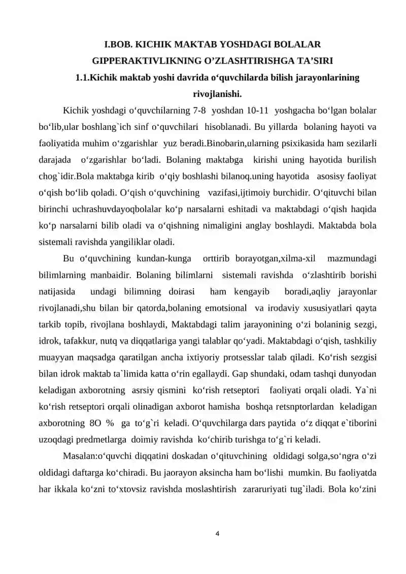 KICHIK MAKTAB YOSHDAGI BOLALAR GIPPERAKTIVLIKNING O’ZLASHTIRISHGA TA’SIRI 4