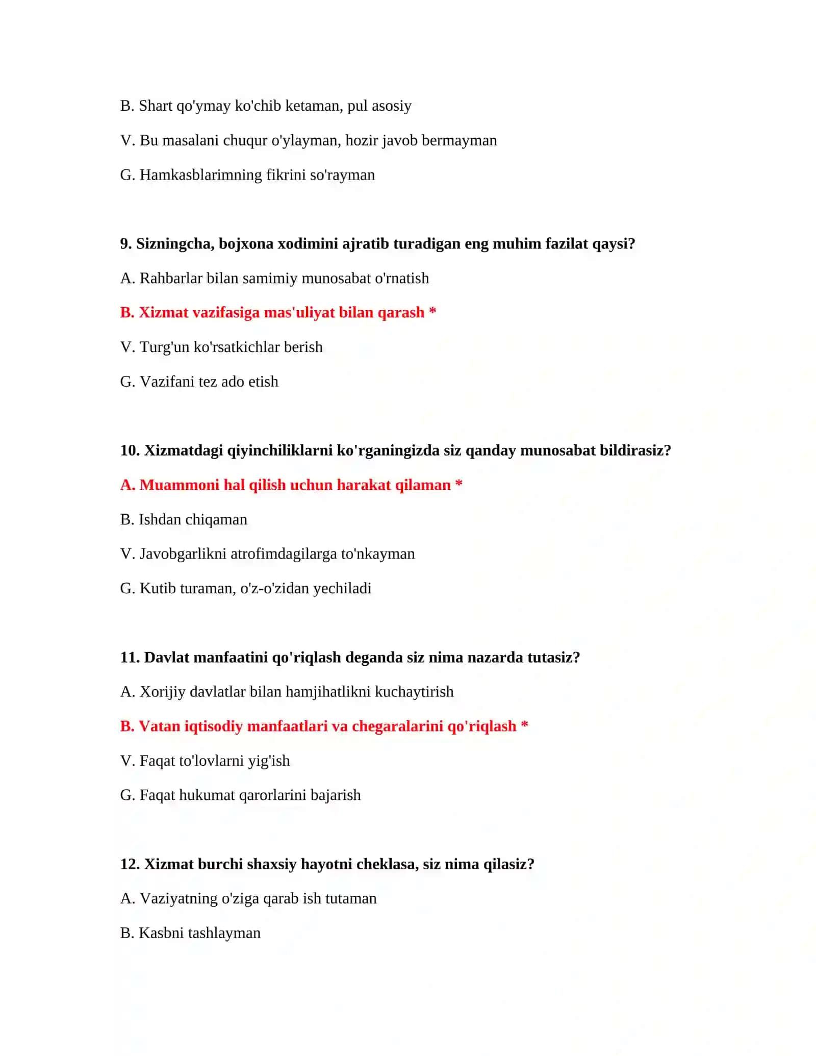 Bojxona IQ test 200 ta 4