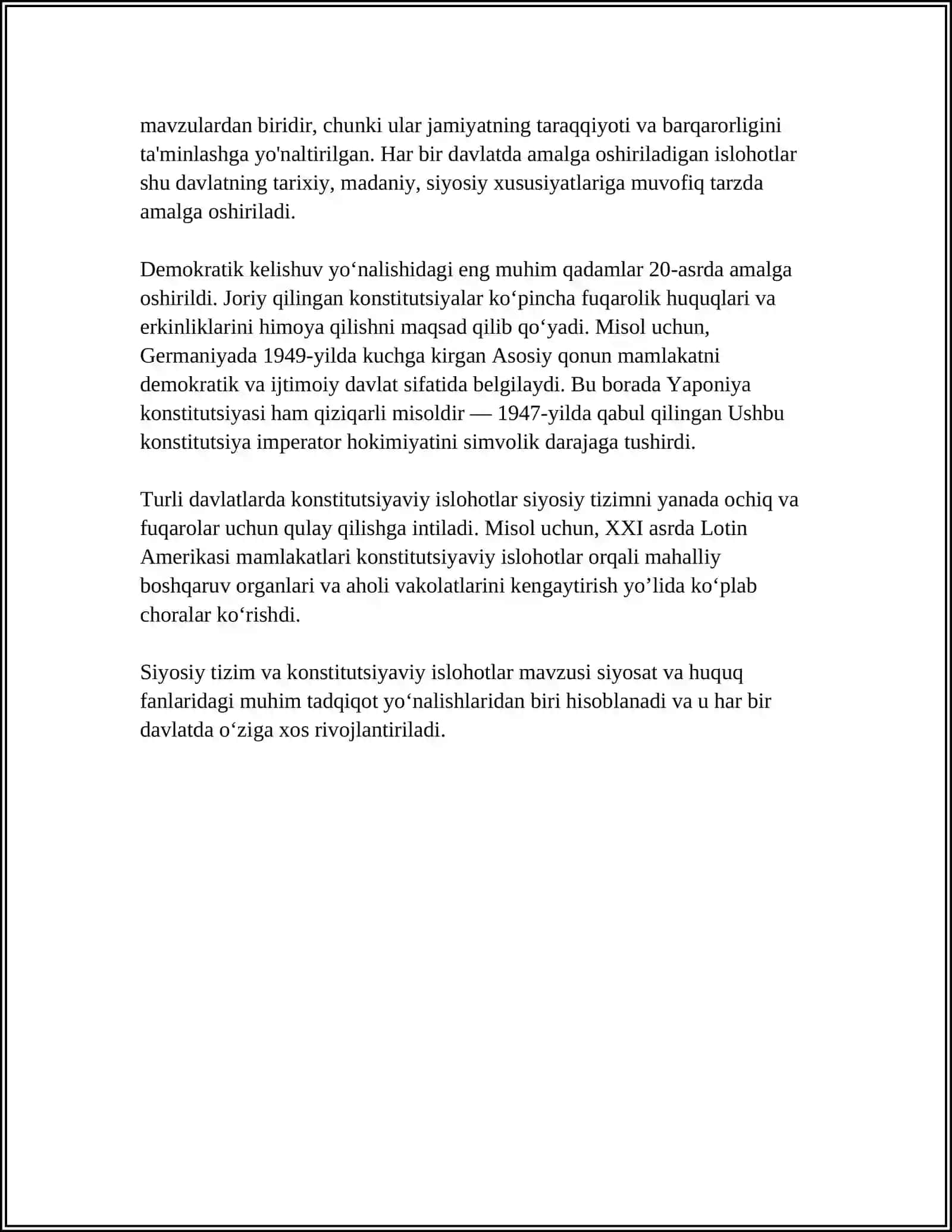 MUSTAQILLIK YILLARIDA DAVLAT BOSHQARUVI TIZIMIDA AMALGA OSHIRILGAN ISLOHOTLAR 4